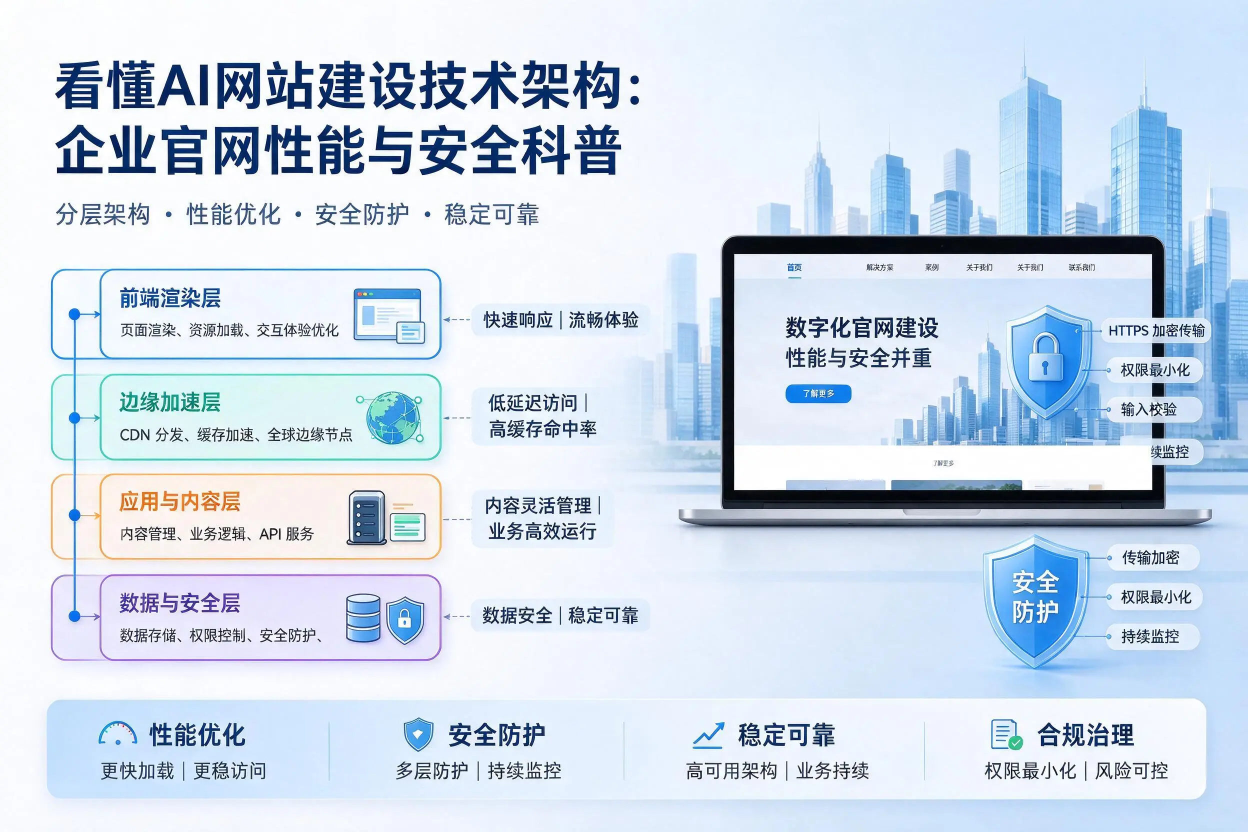 看懂AI网站建设技术架构:深圳企业官网性能与安全科普