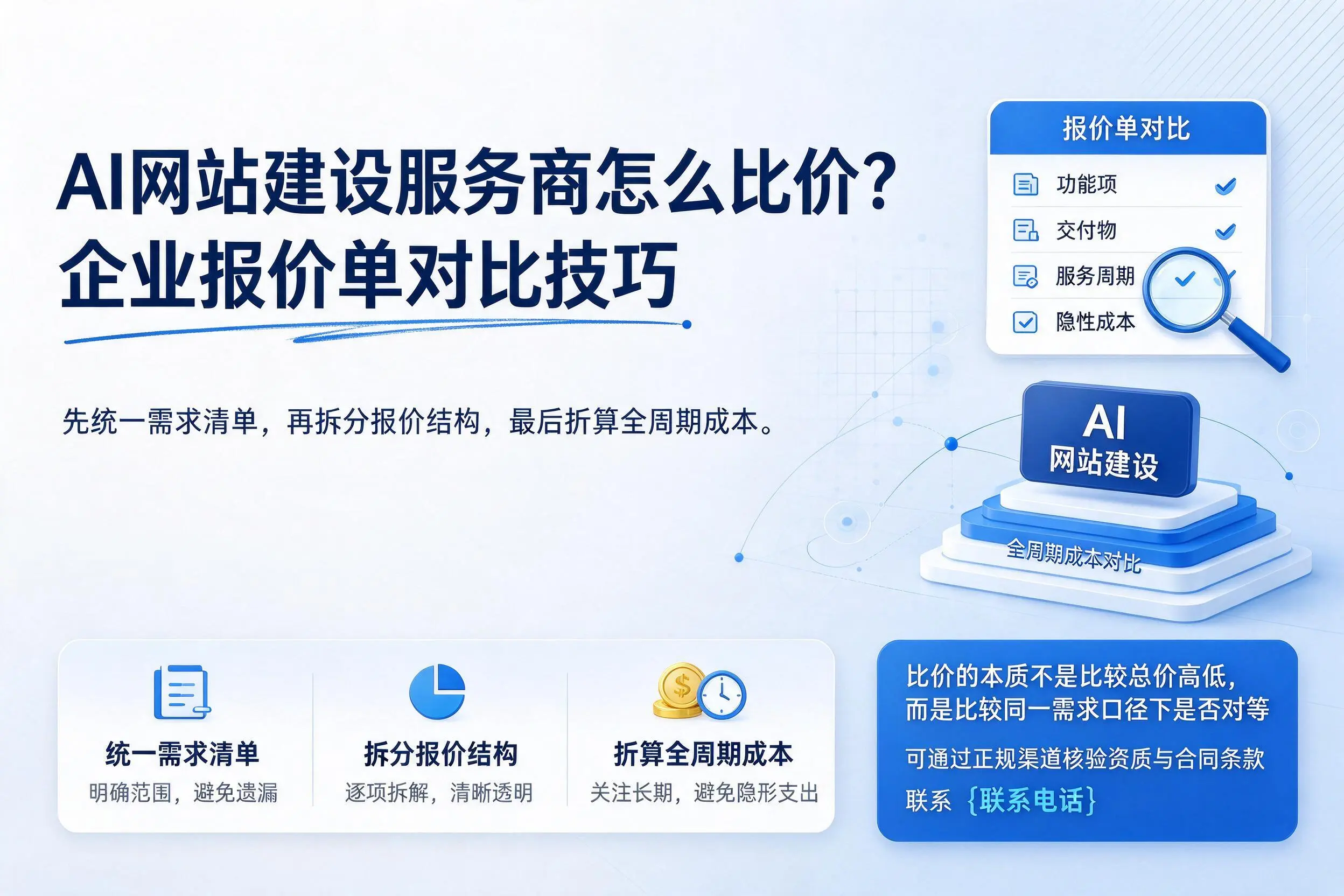 AI网站建设服务商怎么比价?深圳企业报价单对比技巧