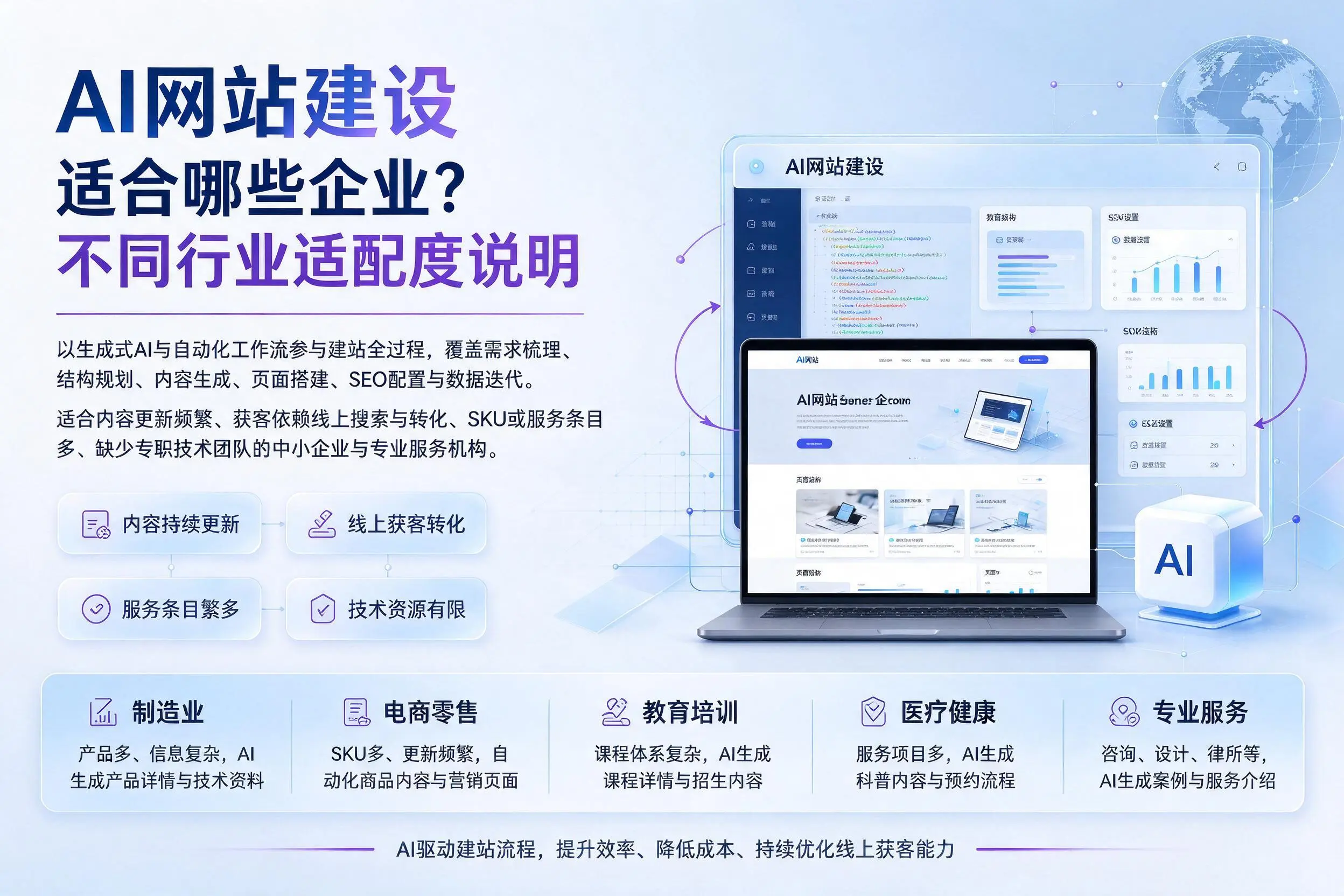 AI网站建设适合哪些企业？深圳不同行业适配度说明